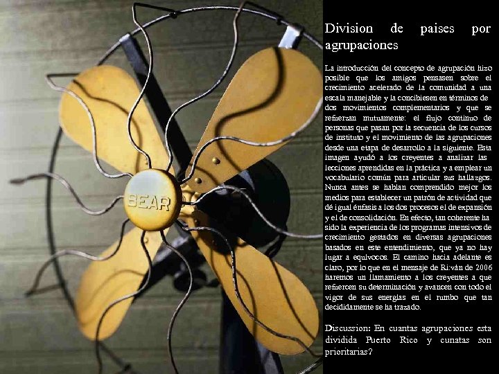 Division de agrupaciones paises por La introducción del concepto de agrupación hizo posible que