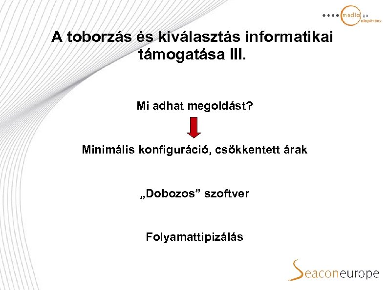 A toborzás és kiválasztás informatikai támogatása III. Mi adhat megoldást? Minimális konfiguráció, csökkentett árak