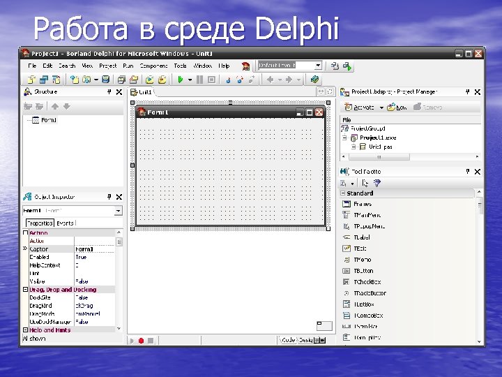 Работа в среде Delphi 