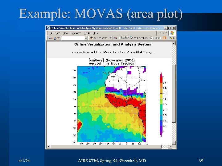 Example: MOVAS (area plot) 4/1/04 AIRS STM, Spring '04, Greenbelt, MD 39 