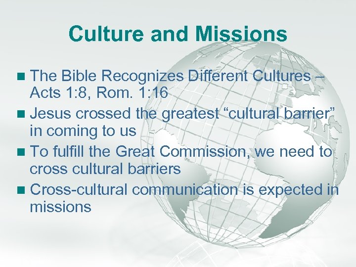 A Free sample background from www. awesomebackgrounds. com Slide 31 Culture and Missions n