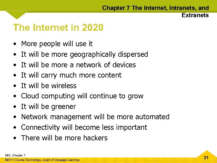 Chapter 7 The Internet, Intranets, and Extranets The Internet in 2020 • • •