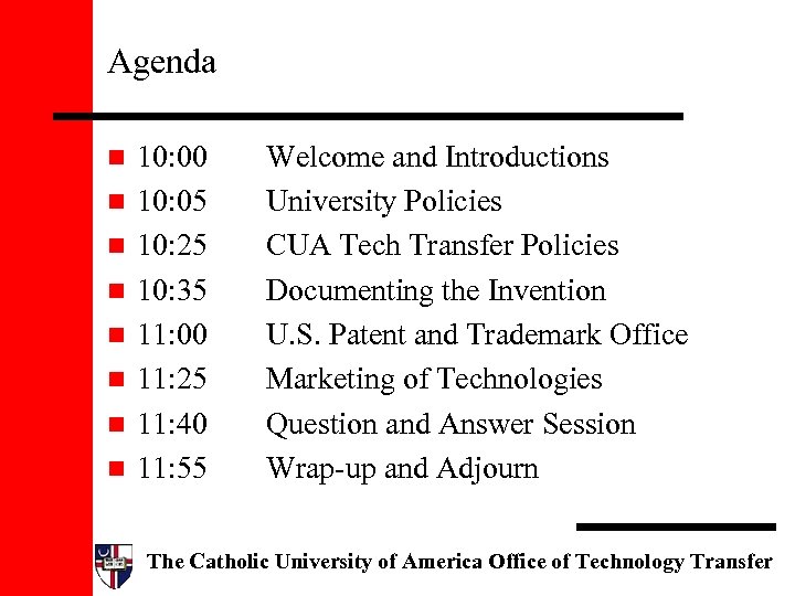 Agenda n n n n 10: 00 10: 05 10: 25 10: 35 11:
