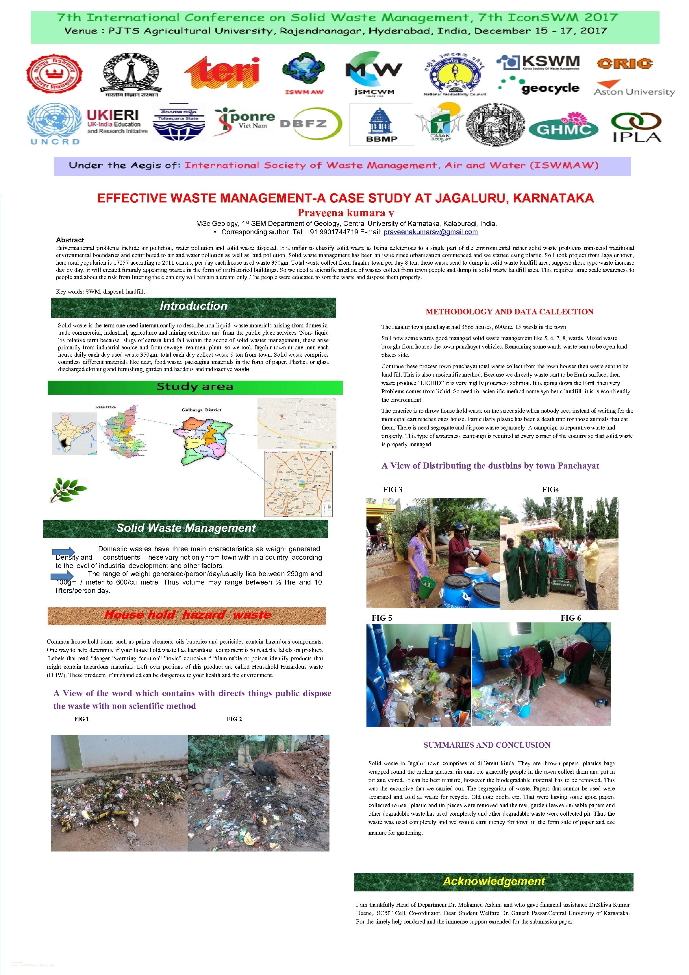 EFFECTIVE WASTE MANAGEMENT-A CASE STUDY AT JAGALURU, KARNATAKA Praveena kumara v MSc Geology, 1