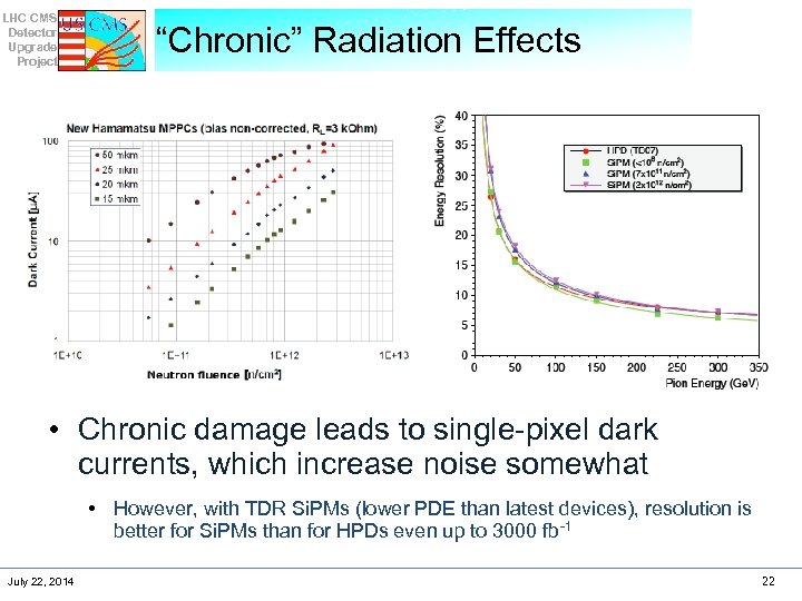 LHC CMS Detector Upgrade Project “Chronic” Radiation Effects • Chronic damage leads to single-pixel