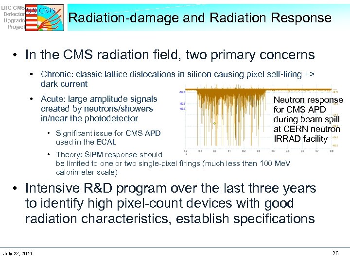 LHC CMS Detector Upgrade Project Radiation-damage and Radiation Response • In the CMS radiation