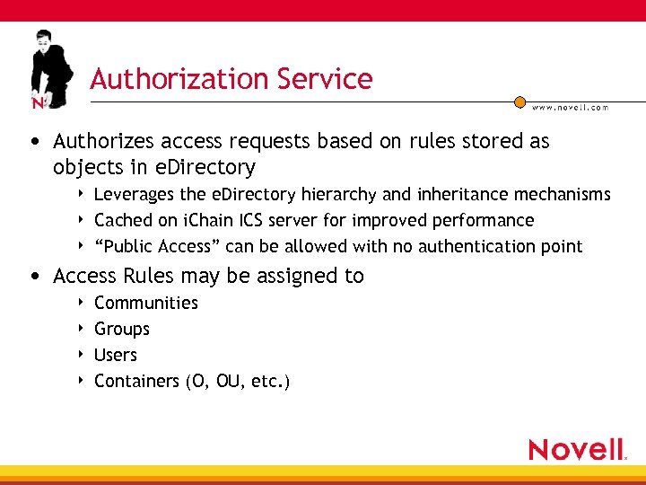 Authorization Service • Authorizes access requests based on rules stored as objects in e.