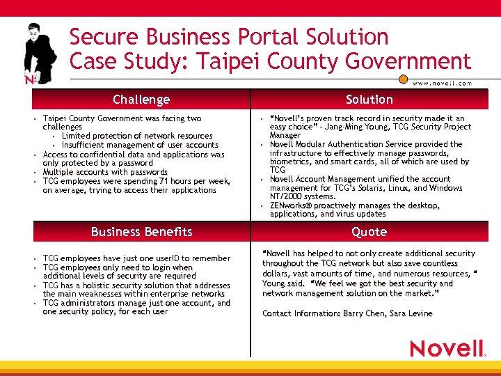 Secure Business Portal Solution Case Study: Taipei County Government Challenge Taipei County Government was