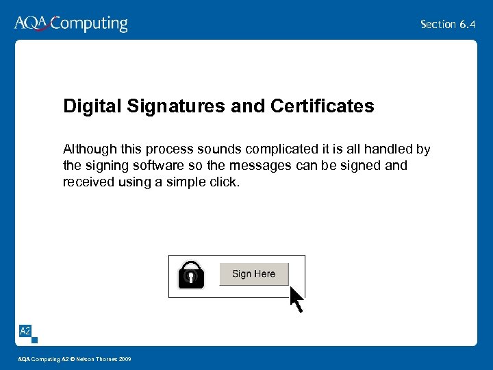 Section 6. 4 Digital Signatures and Certificates Although this process sounds complicated it is