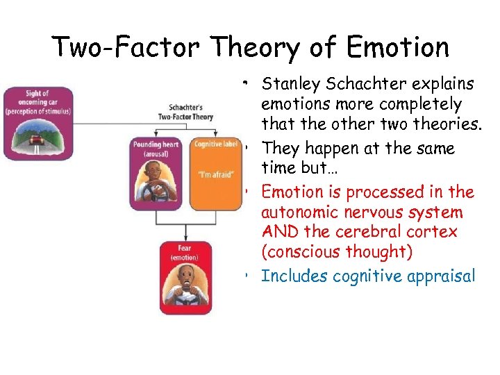 Two-Factor Theory of Emotion • Stanley Schachter explains emotions more completely that the other