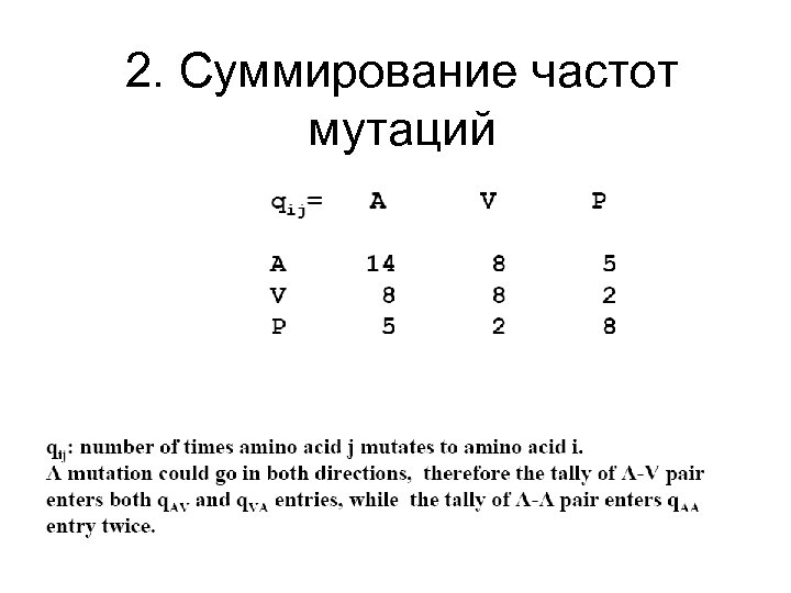 2. Cуммирование частот мутаций 