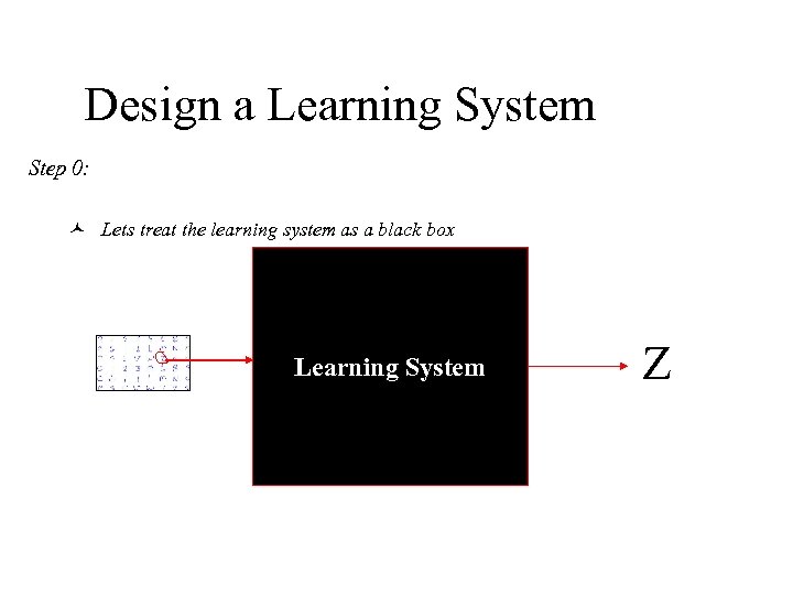 Design a Learning System Step 0: © Lets treat the learning system as a