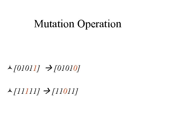 Mutation Operation ©[01011] [01010] ©[11111] [11011] 