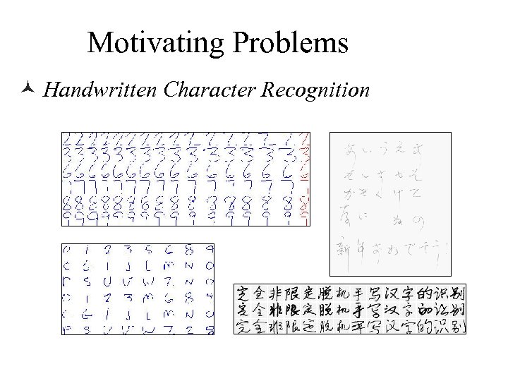 Motivating Problems © Handwritten Character Recognition 