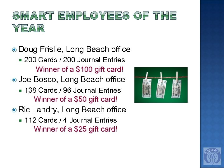  Doug Frislie, Long Beach office 200 Cards / 200 Journal Entries Winner of