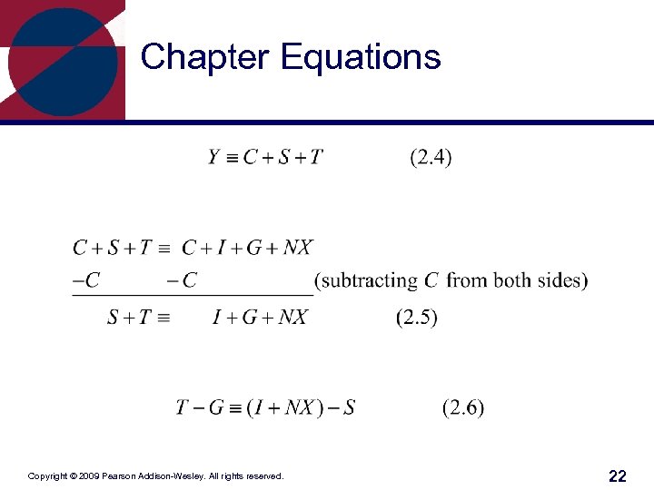 Chapter Equations Copyright © 2009 Pearson Addison-Wesley. All rights reserved. 22 