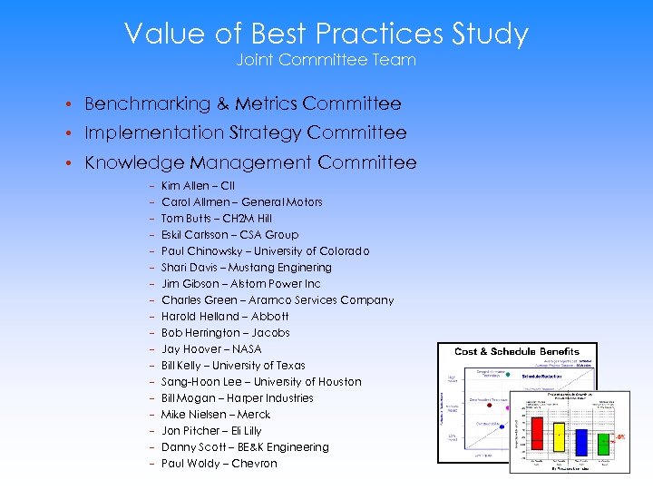 Value of Best Practices Study Joint Committee Team • Benchmarking & Metrics Committee •