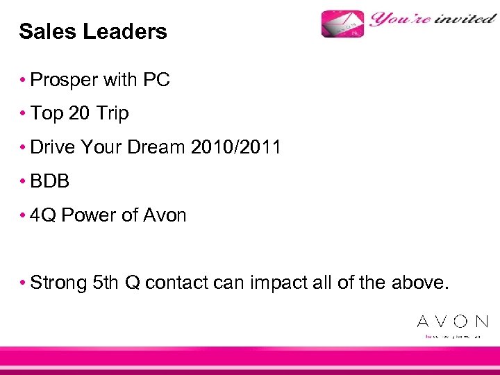 Sales Leaders • Prosper with PC • Top 20 Trip • Drive Your Dream