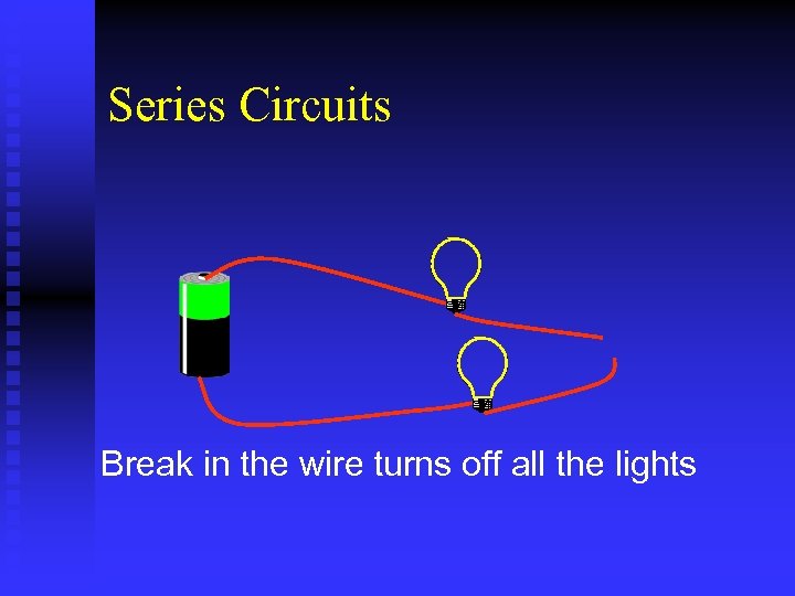 Series Circuits Break in the wire turns off all the lights 