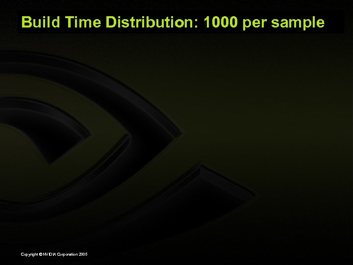 Build Time Distribution: 1000 per sample Copyright © NVIDIA Corporation 2005 