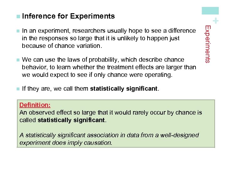 In an experiment, researchers usually hope to see a difference in the responses so