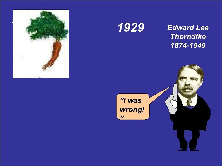 1929 ”I was wrong! ” Edward Lee Thorndike 1874 -1949 