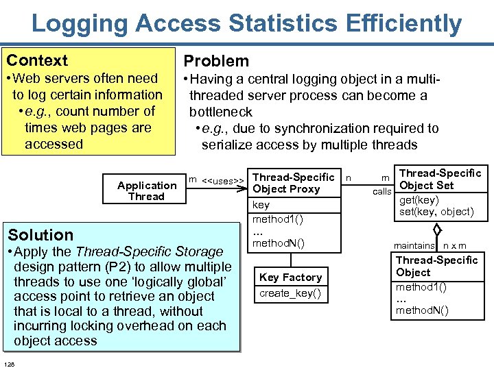 Logging Access Statistics Efficiently Context Problem • Web servers often need to log certain