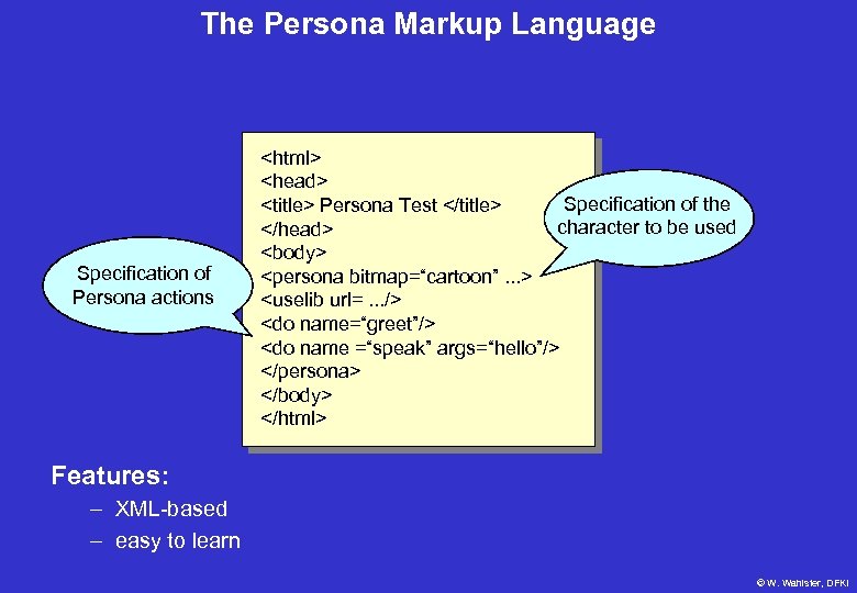 The Persona Markup Language Specification of Persona actions <html> <head> Specification of the <title>