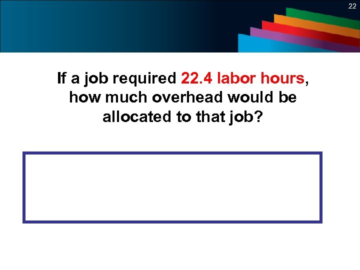 22 If a job required 22. 4 labor hours, how much overhead would be