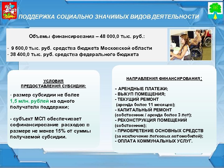 ПОДДЕРЖКА СОЦИАЛЬНО ЗНАЧИМЫХ ВИДОВ ДЕЯТЕЛЬНОСТИ Объемы финансирования – 48 000, 0 тыс. руб. :