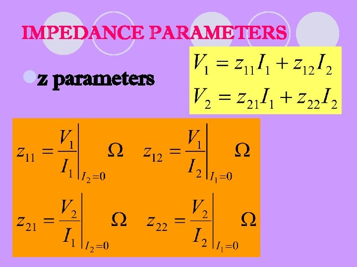IMPEDANCE PARAMETERS lz parameters 