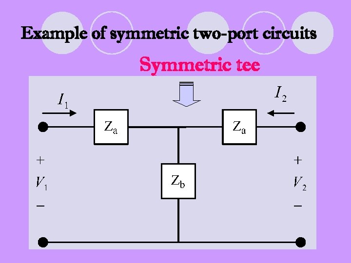 Example of symmetric two-port circuits Symmetric tee 