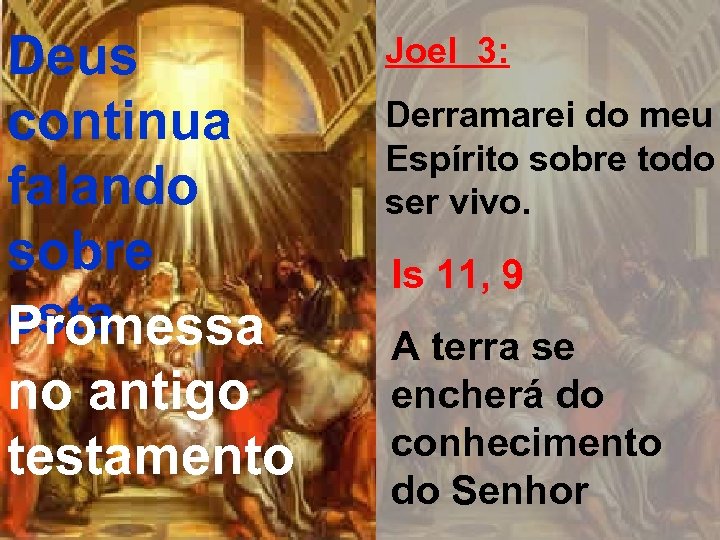 Deus continua falando sobre esta Promessa no antigo testamento Joel 3: Derramarei do meu