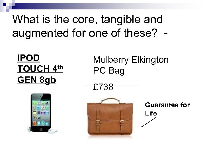 What is the core, tangible and augmented for one of these? IPOD TOUCH 4