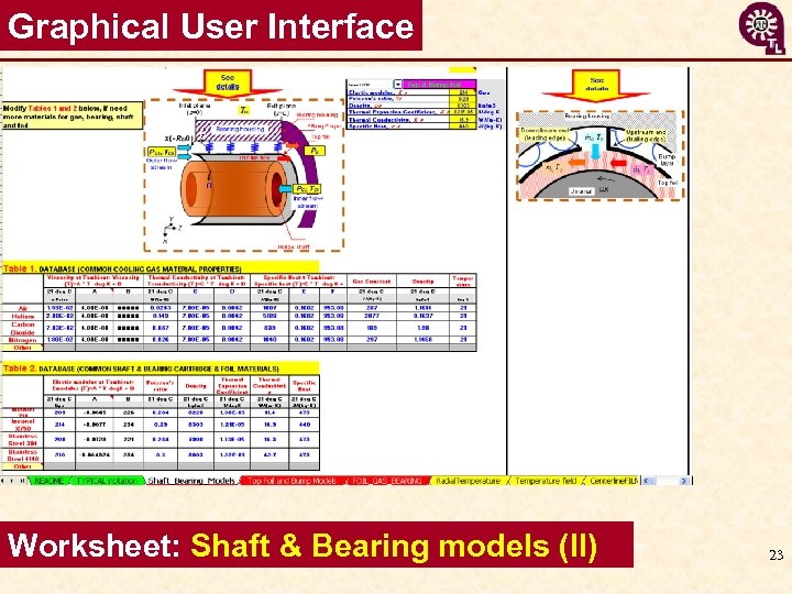 Graphical User Interface Worksheet: Shaft & Bearing models (II) 23 