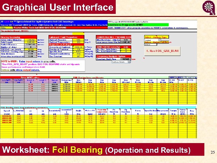 Graphical User Interface Worksheet: Foil Bearing (Operation and Results) 25 