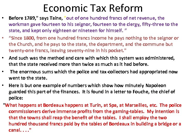 Economic Tax Reform • Before 1789, 