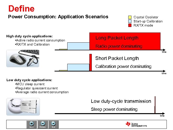 Define Power Consumption: Application Scenarios High duty cycle applications: • Active radio current consumption