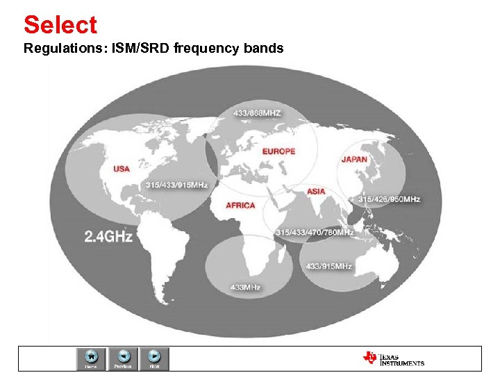 Select Regulations: ISM/SRD frequency bands 