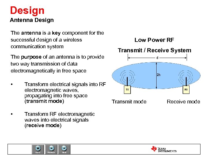 Design Antenna Design The antenna is a key component for the successful design of