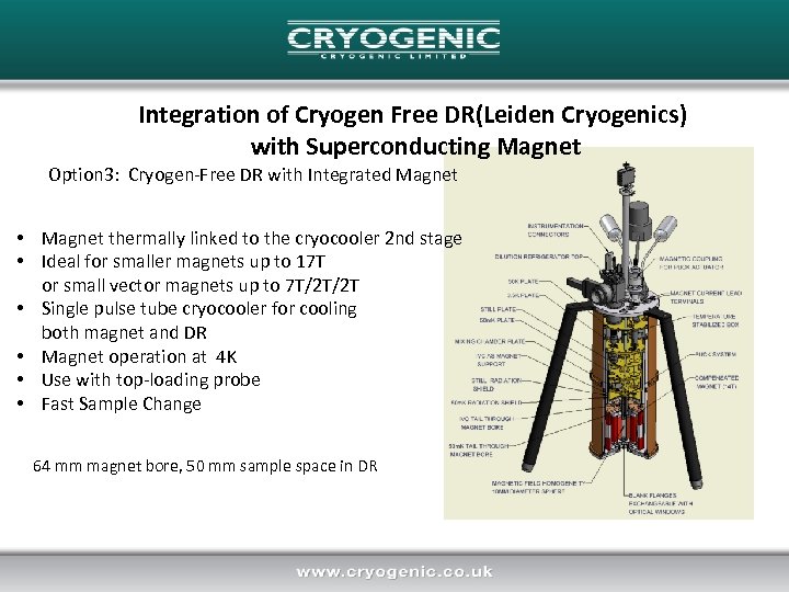 Integration of Cryogen Free DR(Leiden Cryogenics) with Superconducting Magnet Option 3: Cryogen-Free DR with