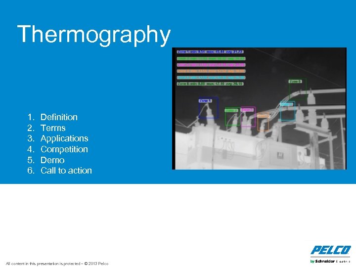 Thermography 1. 2. 3. 4. 5. 6. Definition Terms Applications Competition Demo Call to