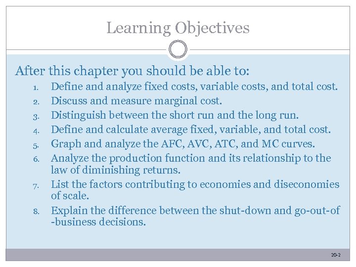 Learning Objectives After this chapter you should be able to: 1. 2. 3. 4.
