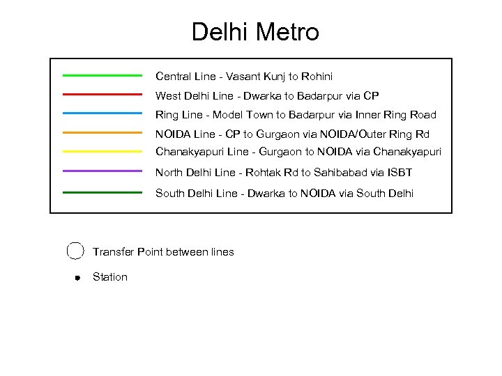 Delhi Metro Central Line - Vasant Kunj to Rohini West Delhi Line - Dwarka