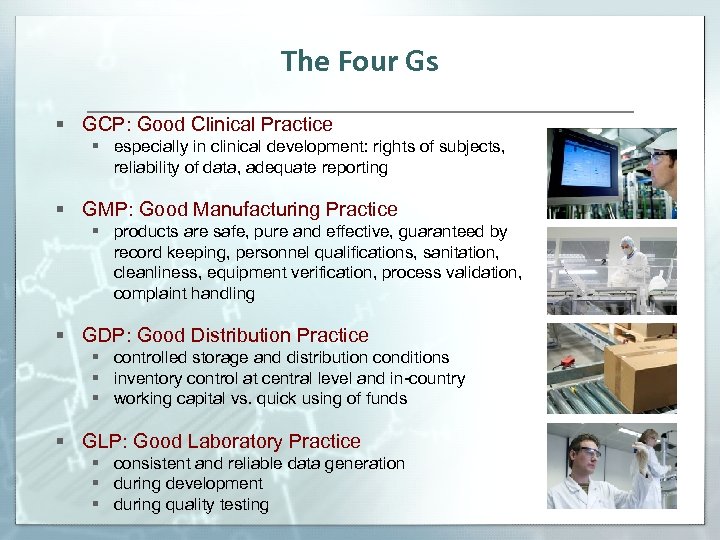 The Four Gs § GCP: Good Clinical Practice § especially in clinical development: rights
