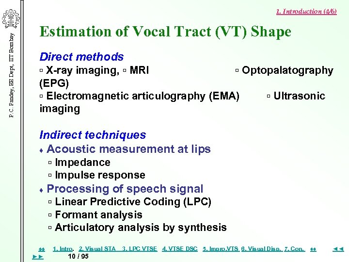 P. C. Pandey, EE Dept, IIT Bombay 1. Introduction (4/6) Estimation of Vocal Tract