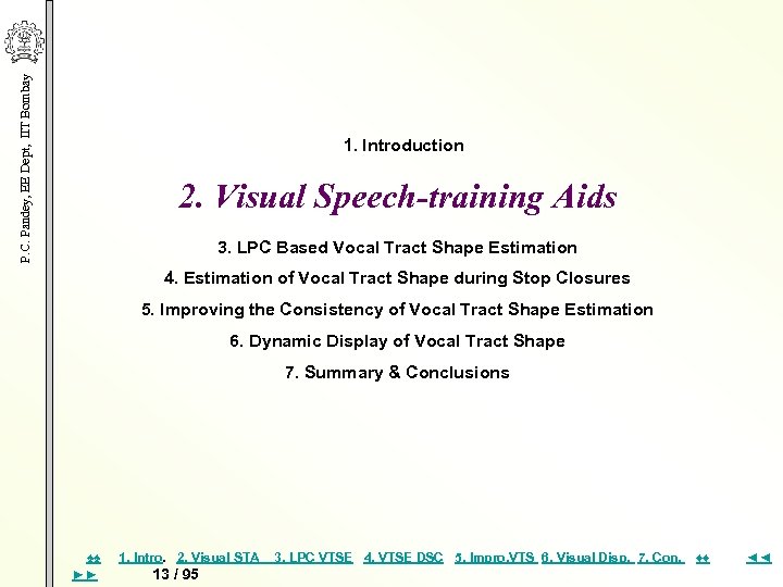 P. C. Pandey, EE Dept, IIT Bombay 1. Introduction 2. Visual Speech-training Aids 3.