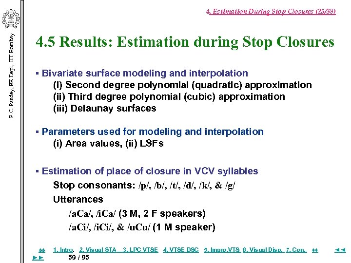 P. C. Pandey, EE Dept, IIT Bombay 4. Estimation During Stop Closures (25/38) 4.