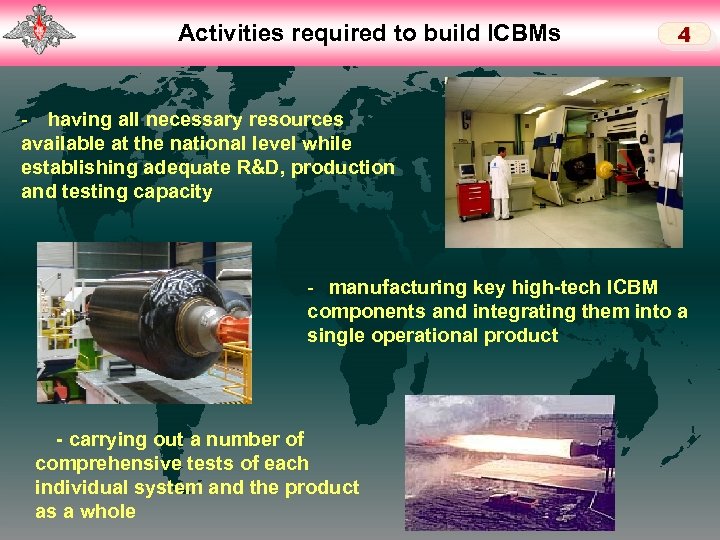  Activities required to build ICBMs Слайд 3 4 - having all necessary resources