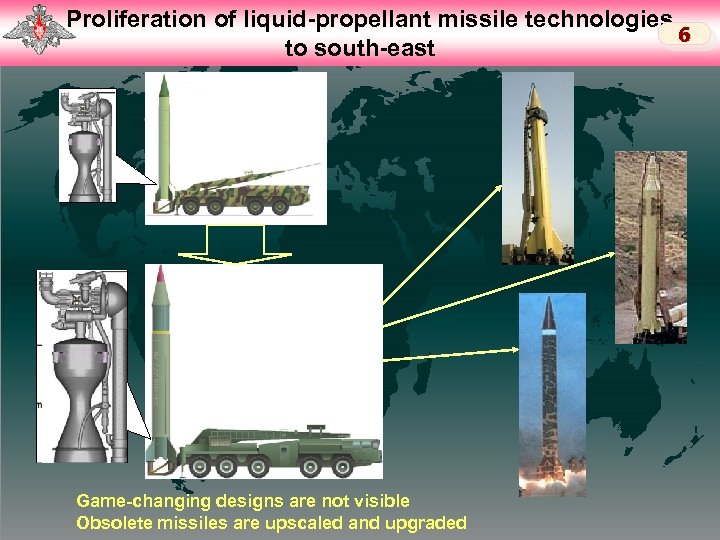 Слайд Proliferation of liquid-propellant missile technologies 5 6 to south-east Game-changing designs are not